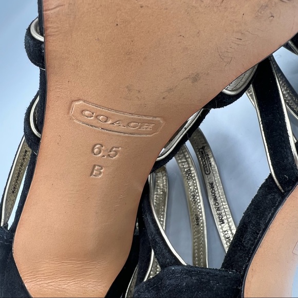 Coach Black Suede Strappy Metal Accent Heels US6.5 - Picture 9 of 10